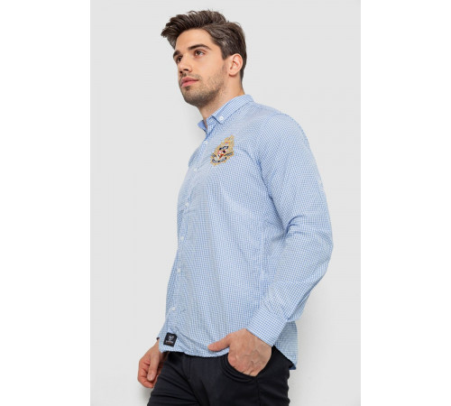 Сорочка чоловіча в клітинку, колір блакитний, 214R9030