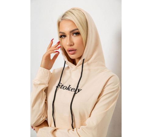 Спортивный костюм женский двухнитка, цвет бежевый, 214R1419-006
