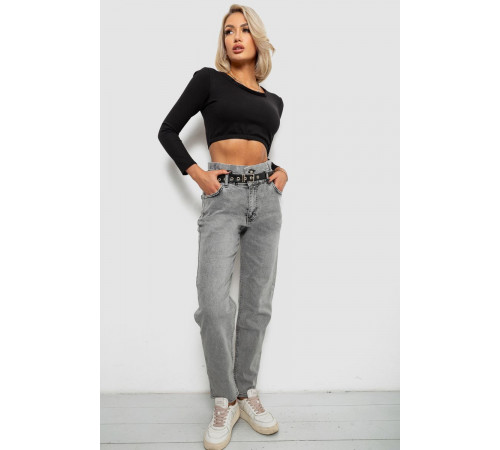 Джинси жіночі однотонні Baggy Papei, колір сірий, 244R00158