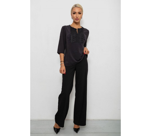 Блуза однотонна, колір чорний, 230R71-1