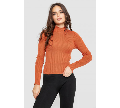 Водолазка женская в рубчик, цвет терракотовый, 214R91306
