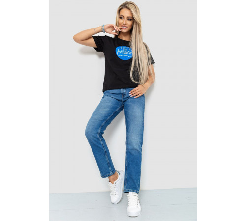 Футболка женская с принтом, цвет черный, 221R3009