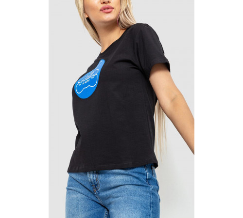 Футболка женская с принтом, цвет черный, 221R3009