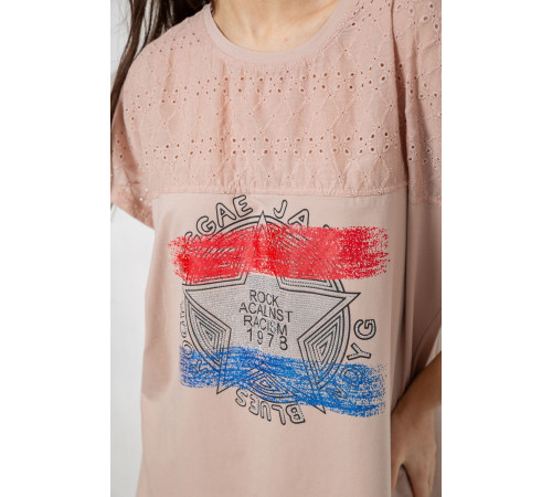 Футболка женская с принтом, цвет бежевый, 244RW532