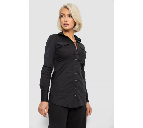 Рубашка женская однотонная, цвет черный, 230R302