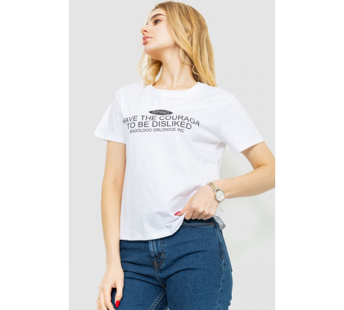 Футболка женская с принтом, цвет белый, 221R3006