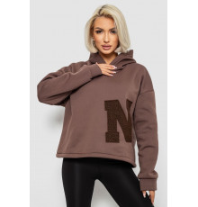 Худи женский с капюшоном на флисе, цвет коричневый, 257R335
