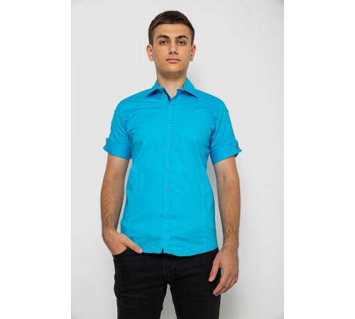 Рубашка мужская однотонная, цвет бирюзовый, 214R5003