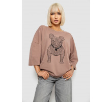 Футболка женская с принтом, цвет мокко, 244R3008