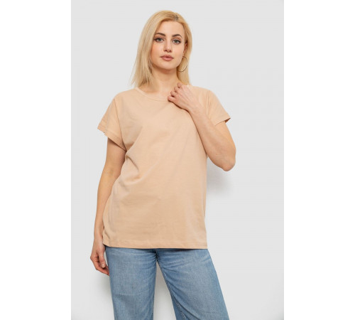 Футболка женская однотонная, цвет бежевый, 244R2300