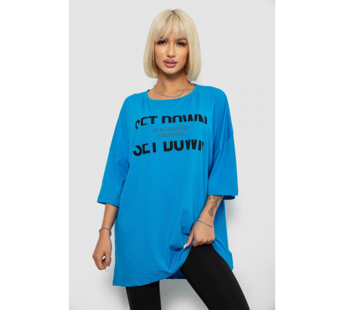 Футболка жіноча з принтом, колір блакитний, 244R3012-5