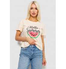 Футболка жіноча з принтом, колір бежевий, 221R5171