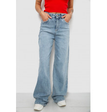 Джинсы женские однотонные Wide leg, цвет голубой, 244R00198