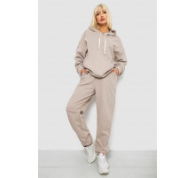 Спортивный костюм женский однотонный, цвет бежевый, 244R1070AG