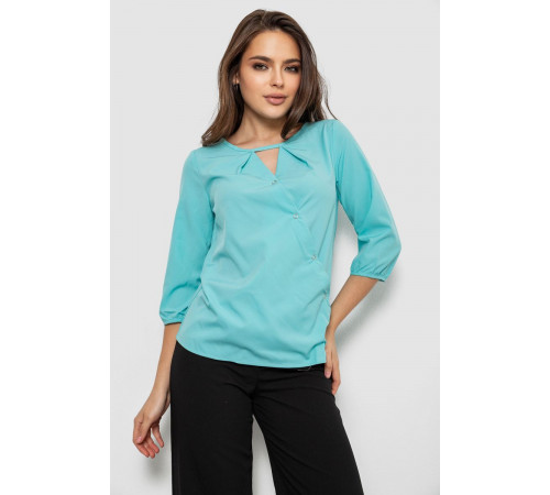 Блуза однотонная, цвет бирюзовый, 230R90