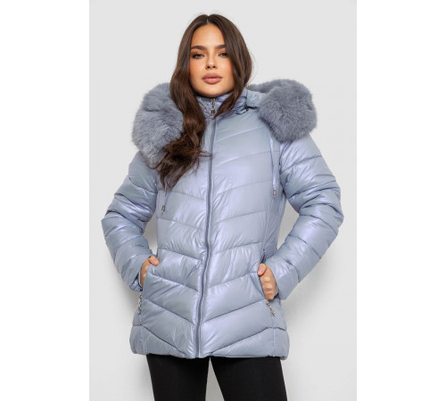 Куртка жіноча зимова коротка, колір блакитний, 244R23-611
