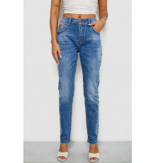 Джинси жіночі однотонні Straight fit, колір синій, 244RF-8196