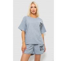 Жіночий костюм футболка та шорти трикотаж, колір сірий, 221R6815