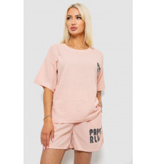 Жіночий костюм футболка та шорти трикотаж, колір персиковий, 221R6815
