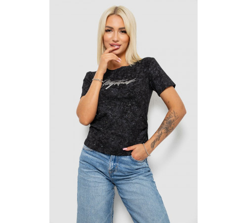 Футболка женская с принтом, цвет черный, 221R3303