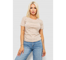Футболка женская с принтом, цвет светло-бежевый, 221R3307