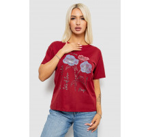 Футболка жіноча з принтом, колір бордовий, 221R2805