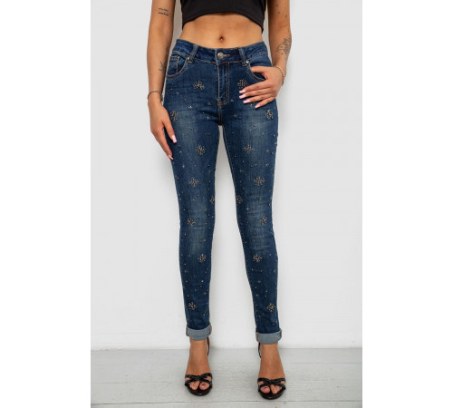 Джинси жіночі однотонні Skinny, колір синій, 244RA-019